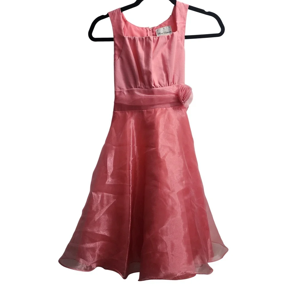 Rare Editions Coral Pink Flower Girl Dress Size 14‎ Occasion Party
